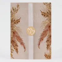 Bohemian trouwkaart met kalkpapier en print van droogbloemen - Trouwen (proefdruk)