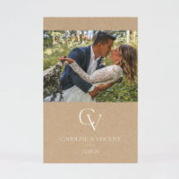 Bruiloft bedankkaartje met foto van het trouwkoppel en initialen - Bedankkaartjes (proefdruk)