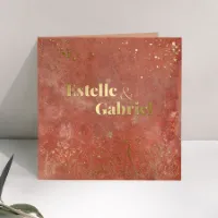 Chique trouwkaart met goudfolie bloemen en confetti - Trouwen (proefdruk)