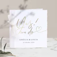 Classic chic trouwkaart met kartelrand en goudfolie - Trouwen (proefdruk)