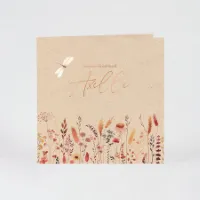 Geboortekaartje kraft met bloemen en koperfolie | Buromac 581938 (proefdruk)