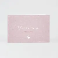 Geboortekaartje linnenmotief roze (proefdruk)