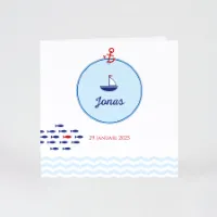 Geboortekaartje zeilbootje en visjes (proefdruk)