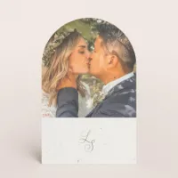 Klassiek bedankkaartje in stolpvorm met foto en bloemen - Trouwen (proefdruk)