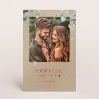 Kraftlook save the date kaart met eucalyptus en foto - Trouwen (proefdruk)
