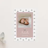 Lief geboortekaartje met bloemenpatroon en foto (proefdruk)