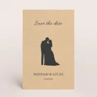 Minimalistische save the date kaart in kraftlook met silhouet - Trouwen (proefdruk)