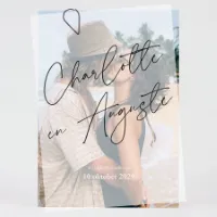 Minimalistische trouwkaart met foto en kalkpapier - Trouwen (proefdruk)