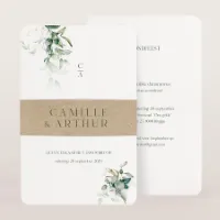 Originele trouwkaart met bloemen en ecolook band - Trouwen (proefdruk)