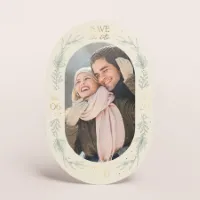Ovale save the date kaart met foto en goudfolie - Trouwen (proefdruk)