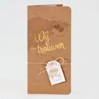Pochette trouwkaart boarding pass kraft - Trouwen (proefdruk)