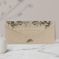 Pocketfold trouwkaart envelop met eucalyptus - Trouwkaarten Trouwen (proefdruk)