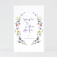 Romantische save the date kaart met kleurrijke bloemen Trouwen (proefdruk)