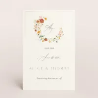 Romantische save the datekaart met bloemenkrans en initialen in folie - Trouwen (proefdruk)