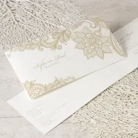 Romantische trouwkaart met beige kantmotief - Trouwen (proefdruk)