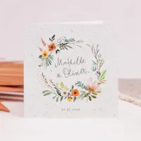 Romantische trouwkaart natuurpapierlook met bloemenkrans - Trouwen (proefdruk)