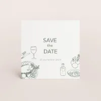 Save the date kaart met illustratie van zuiderse feesttafel - Trouwen (proefdruk)