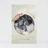 Save the date kaart pampas met goudfolie Trouwen (proefdruk)