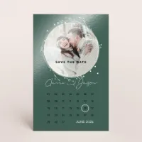 Save the date kerstkaart met foto en kalender - Trouwen (proefdruk)