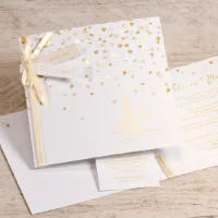 Sierlijke trouwkaart met gouden hartjes en JA | Buromac 108013 - Trouwen (proefdruk)