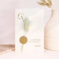 Staande trouwkaart met goudfolie en gouden lakzegel (en droogbloemen*) - Trouwen (proefdruk)