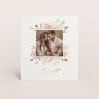 Stijlvol bedankkaartje bruiloft met bloemen, folie en foto - Trouwen (proefdruk)