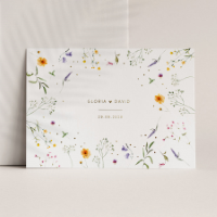 Stijlvolle A5 trouwkaart met bloemen en goudfolie - Trouwkaarten Trouwen (proefdruk)