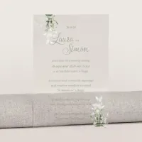 Stijlvolle acryl trouwkaart met witte bloemen - Trouwen (proefdruk)