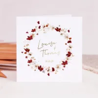 Stijlvolle trouwkaart met goudfolie en bloemenkrans - Trouwen (proefdruk)