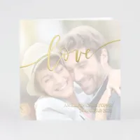 Trouwkaart 'Love' in goudfolie en foto - Trouwen (proefdruk)