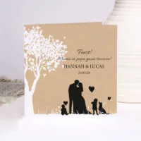 Trouwkaart kraftlook met silhouet gezin - Trouwkaarten Trouwen (proefdruk)