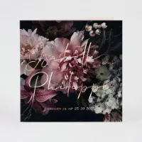 Trouwkaart met bloemen en roséfolie - Trouwen (proefdruk)