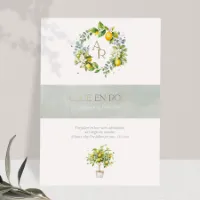 Trouwkaart met citroenenkrans en goudfolie - Trouwen (proefdruk)