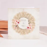 Trouwkaart met exotische bloemenkrans - Trouwen (proefdruk)