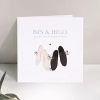Trouwkaart met illustratie van trouwschoenen - Trouwen (proefdruk)