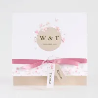 Trouwkaart roze bloemen met kraftlook - Trouwen (proefdruk)