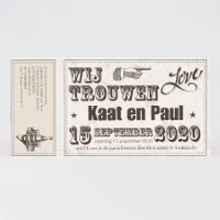 Trouwkaart ticket met scheurstrook - Trouwen (proefdruk)