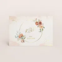 Vintage RSVP-kaartje met bloemenkrans en goudfolie - Trouwen (proefdruk)