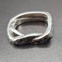 Aether - Geborstelde Gevlochten Zilveren Ring