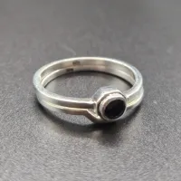 Kairo - Gestapelde Zilveren Onyx Ringen
