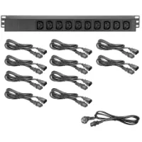 Adam Hall 87471IEC stroomverdeler met 10 IEC outlets en kabels