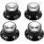 Gibson Top Hat Knobs Silver Metal Insert Black potmeterknoppen voor gitaar (set van 4)