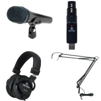 Sennheiser e 945 met usb converter, koptelefoon en broadcast arm
