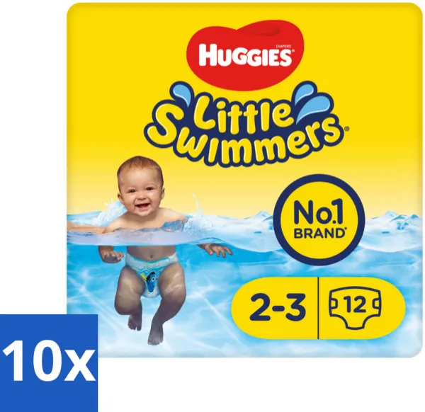 10 x Huggies Little Swimmers maat 2-3 (3-8 kg) 12 stuks per verpakking - Disney - Waterpret - Anti-lek - Rekbaar - Hersluitbaar