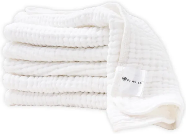 100% Katoenen Hydrofiele Luiers Set van 6 - 35x50 cm - Veelzijdige Baby Doeken voor Jongens en Meisjes