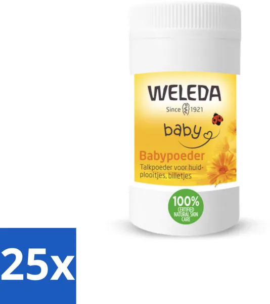 25 x WELEDA - Babypoeder - Baby & Kind Calendula - 20 g - Echinacea - Vocht Absorberen - Irritatie Voorkomen - Navelverzorging - Biologisch