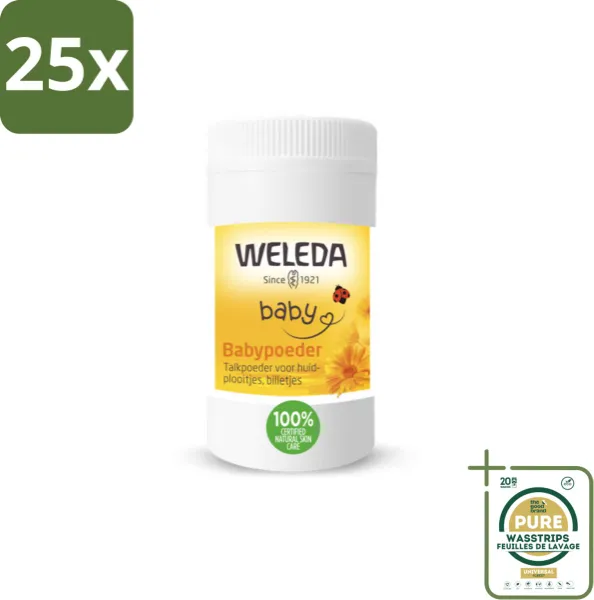 25 x WELEDA - Babypoeder - Baby & Kind Calendula - 20 g - Grootverpakking - Babyhuid Verzorging - Poeder Voor Baby - Calendula Poeder - Babyhuid Bescherming - Natuurlijke Babyhuid Verzorging