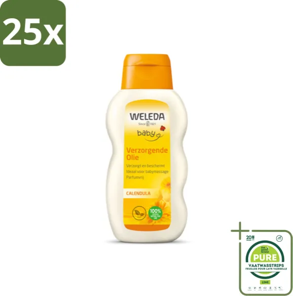 25 x WELEDA - Verzorgende olie - Baby & Kind Calendula - 200 ml - Grootverpakking - Babyhuidverzorging - Babyolie - Calendula Olie - Biologische Babyproducten - Natuurlijke Babyverzorging