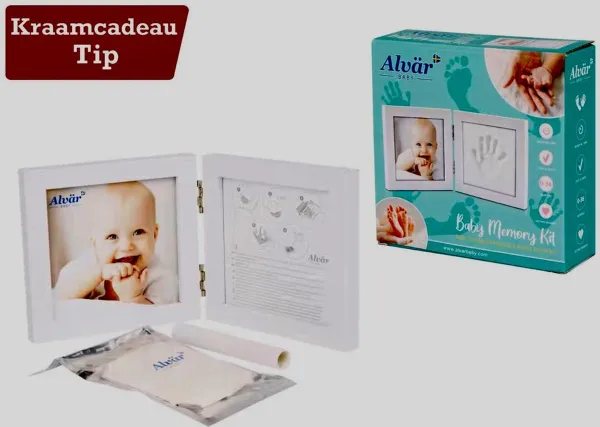 Alvär - Fotolijst baby met Kleiafdruk - 1 kleiafdruk & 1 foto's - Gipsafdruk - Kraamcadeau Jongen of Meisje - Babyshower - Pootafdruk Hond of Katten - Cadeau voor Man - Cadeau voor Vrouw - 3D Collage 