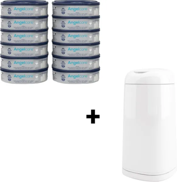 Angelcare 12-pack Navulcassette incl. Witte Dress Up Luieremmer